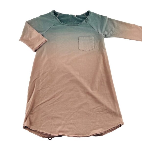 Ellison Ombre Green & Brown 3/4 Sleeve Shirt Dress Medium - Picture 1 of 6